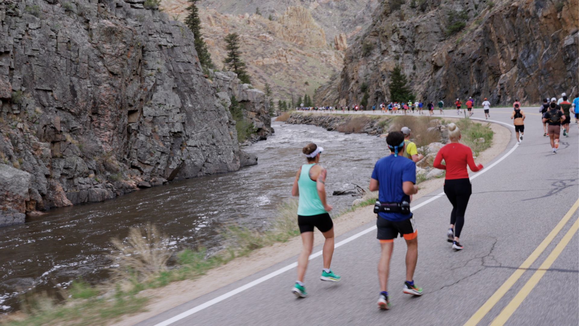 Marathon runners in the Poudre Canyon